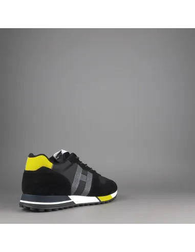 Hogan Sneakers H383 Uomo Camoscio Tela Nero Giallo Pezzo 300,00