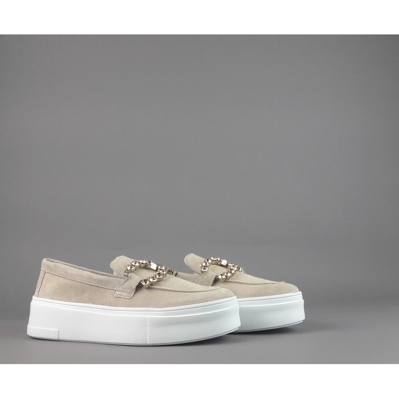 Frau _ _ Mocassino Donna Camoscio Beige Opaco Prezzo 145,00