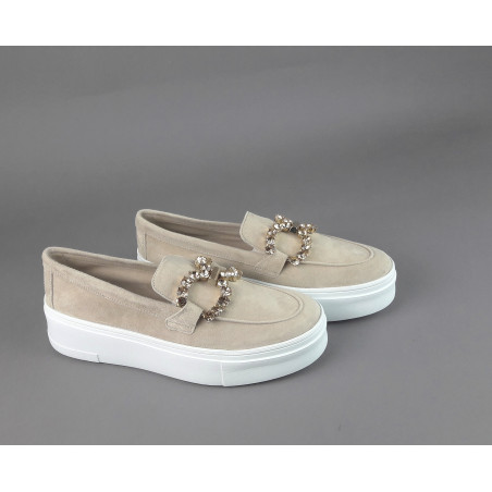 Frau _ _ Mocassino Donna Camoscio Beige Opaco Prezzo 145,00
