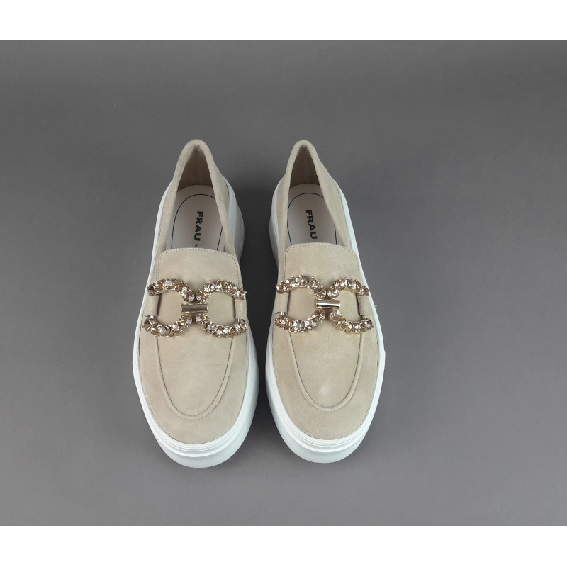 Frau _ _ Mocassino Donna Camoscio Beige Opaco Prezzo 145,00