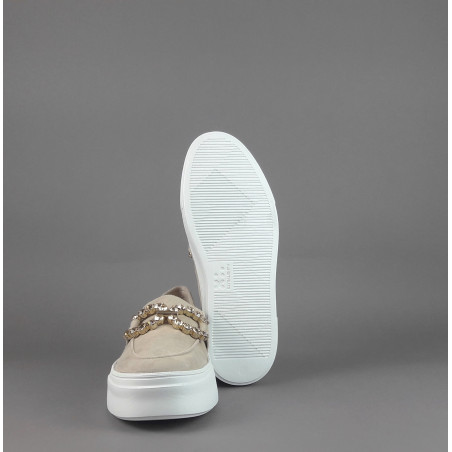 Frau _ _ Mocassino Donna Camoscio Beige Opaco Prezzo 145,00