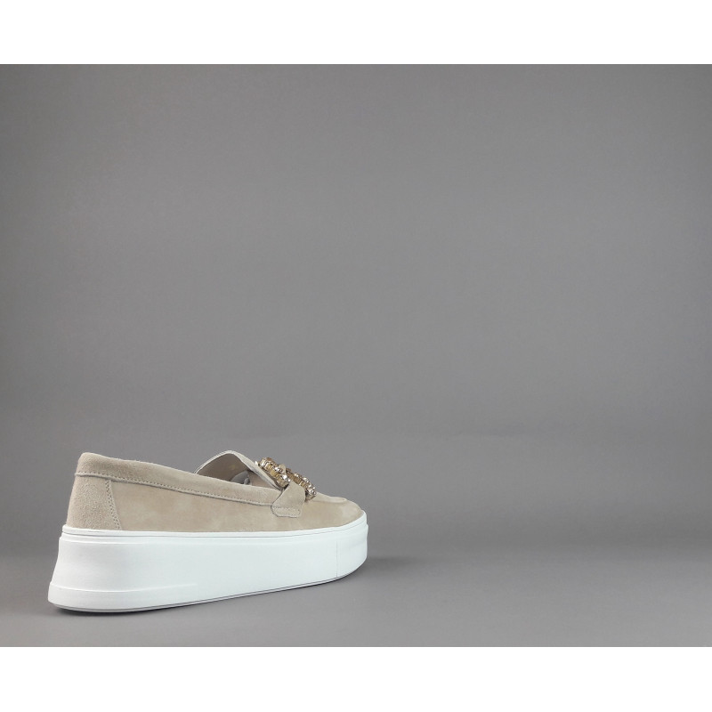 Frau _ _ Mocassino Donna Camoscio Beige Opaco Prezzo 145,00