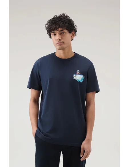 Woolrich _ _ T-Shirt Cotone Con Stampa Sul Petto Prezzo 70,00