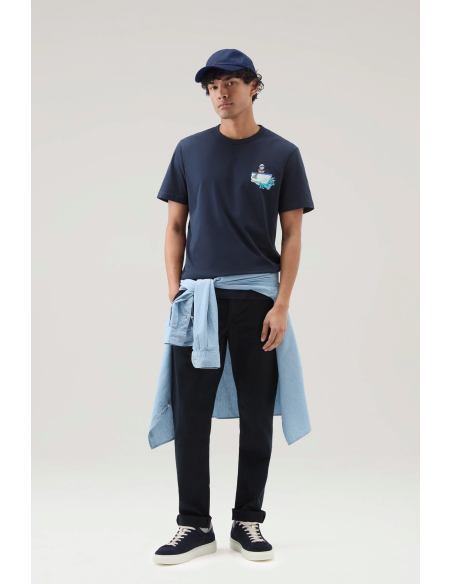 Woolrich _ _ T-Shirt Cotone Con Stampa Sul Petto Prezzo 70,00