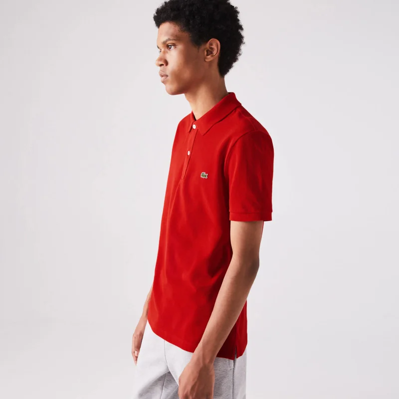 Lacoste _ _ Polo Uomo Slim Fit In Piqué Di Cotone Rosso Prezzo 110,00