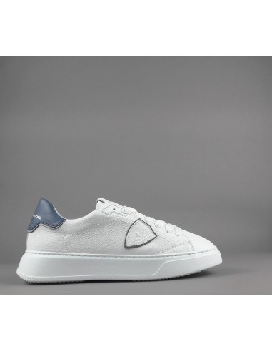 Philippe Model /// Sneakers Uomo New Temple Pelle Bianco Spoiler Blu Prezzo 340,00