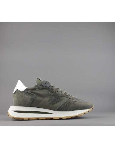 Philippe Model /// Sneakers Uomo New Tropez Camoscio Tela Verde Militare Prezzo 295,00