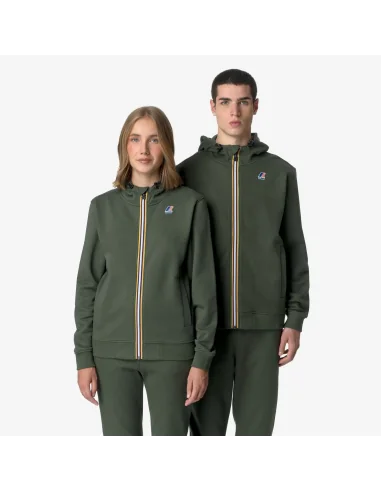 K-Way /// Felpa Giacca Unisex Arroux Misto Cotone Verde Militare Prezzo 110,00