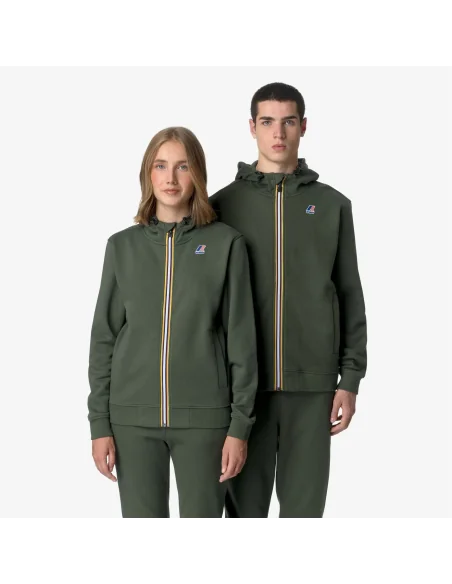 K-Way /// Felpa Giacca Unisex Arroux Misto Cotone Verde Militare Prezzo 110,00