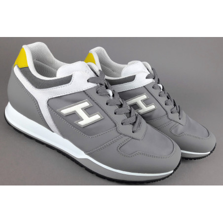 Hogan Sneakers H321 Uomo Pelle Gommata Tela Nabuk Grigio Bianco Giallo Prezzo 320,00