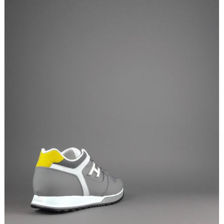 Hogan Sneakers H321 Uomo Pelle Gommata Tela Nabuk Grigio Bianco Giallo Prezzo 320,00