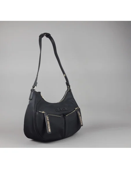 Love Moschino /// Borsa A Spalla Donna Nylon Nero Prezzo 165,00