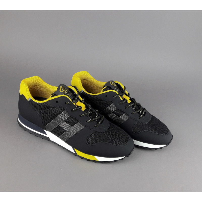 Hogan /// Sa Sneakers H383 Uomo Pelle Gommata Tela Nero Giallo Prezzo 290,00