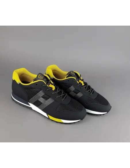 Hogan Sneakers H383 Uomo Pelle Gommata Tela Nero Giallo Prezzo 290,00