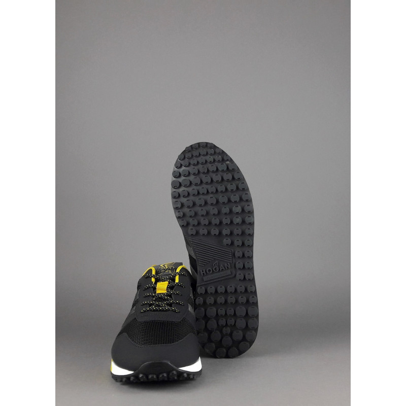 Hogan /// Sa Sneakers H383 Uomo Pelle Gommata Tela Nero Giallo Prezzo 290,00