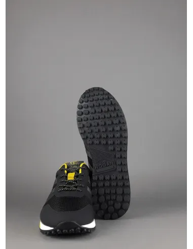Hogan /// Sa Sneakers H383 Uomo Pelle Gommata Tela Nero Giallo Prezzo 290,00