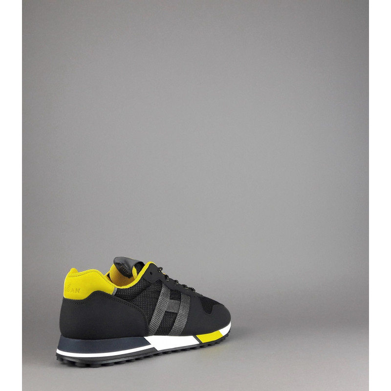 Hogan /// Sa Sneakers H383 Uomo Pelle Gommata Tela Nero Giallo Prezzo 290,00