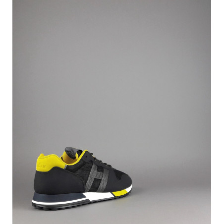 Hogan /// Sa Sneakers H383 Uomo Pelle Gommata Tela Nero Giallo Prezzo 290,00