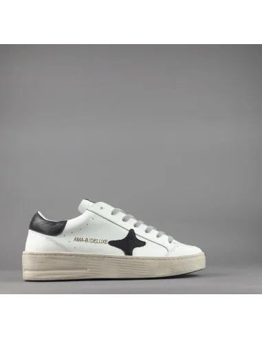 Ama Brand /// Sneakers Uomo Slam Pelle Bianco Spoiler Nero Prezzo 199,00