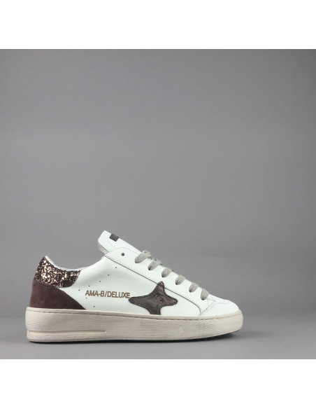 Ama Brand /// Sneakers Donna Slam Pelle Bianco Spoiler Glitter Prezzo 199,00