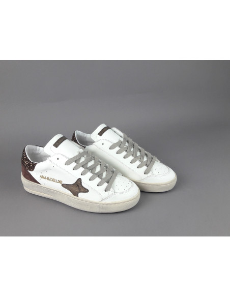 Ama Brand /// Sneakers Donna Slam Pelle Bianco Spoiler Glitter Prezzo 199,00