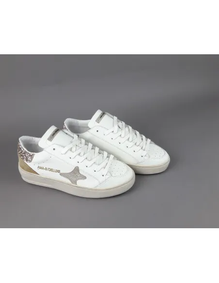 Ama Brand /// Sneakers Donna Slam Pelle Bianco Spoiler Glitter Prezzo 199,00
