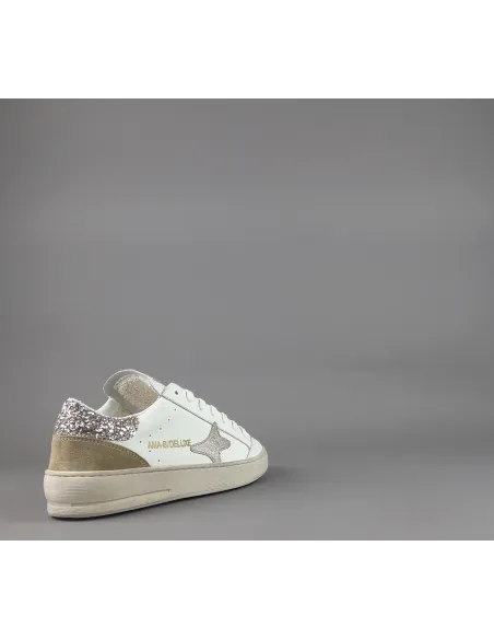 Ama Brand /// Sneakers Donna Slam Pelle Bianco Spoiler Glitter Prezzo 199,00