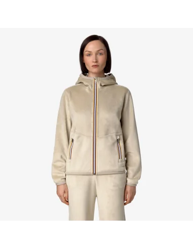 K-Way /// Giacca Felpa Donna Lily Velour Polar Double Beige Opaco Prezzo 165,00