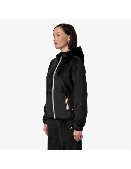 K-Way /// Giacca Felpa Donna Lily Velour Polar Double Nero Prezzo 165,00