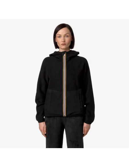 K-Way /// Giacca Felpa Donna Lily Velour Polar Double Nero Prezzo 165,00