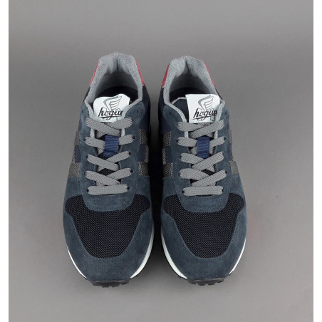 Hogan Sneakers H383 Uomo Camoscio Tela Blu Scuro Rosso Prezzo 290,00