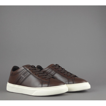 Hogan /// Sneakers H365 Uomo Pelle Marrone Scuro H Canaletto Prezzo 320,00