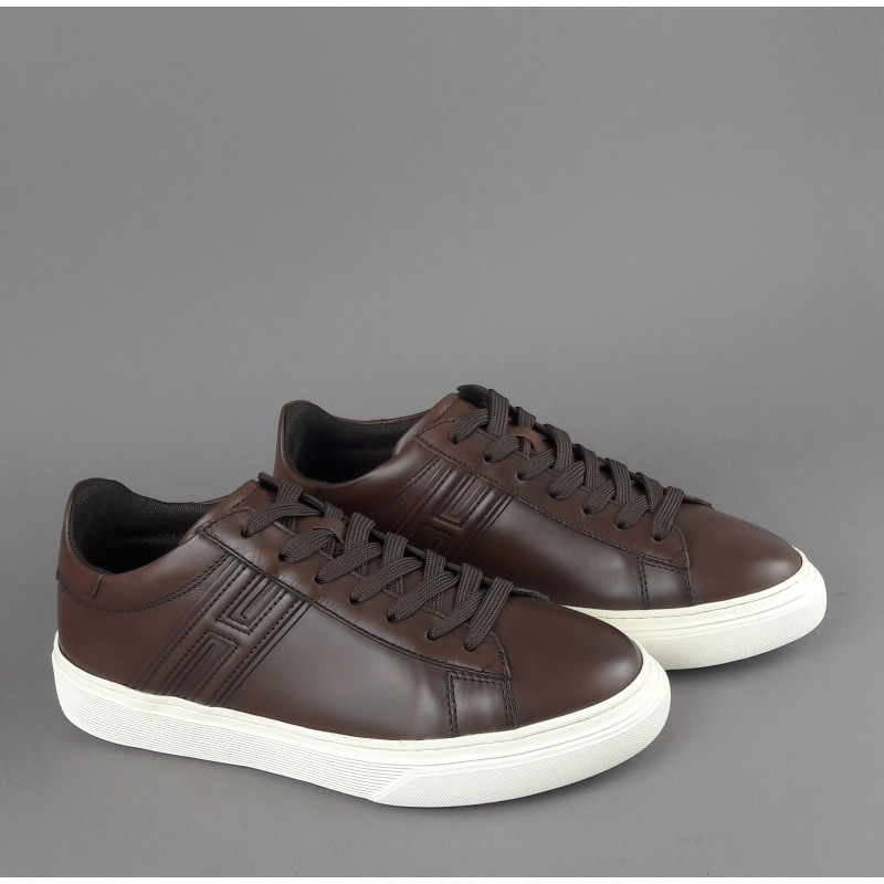 Hogan /// Sneakers H365 Uomo Pelle Marrone Scuro H Canaletto Prezzo 320,00