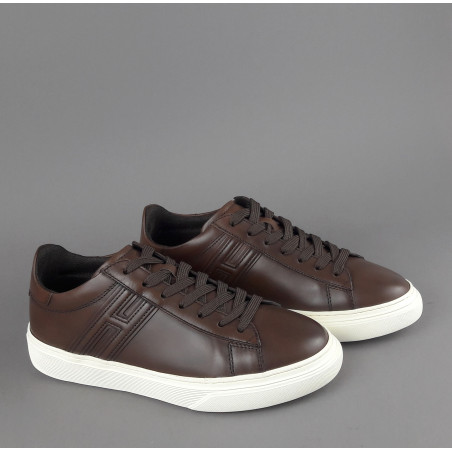 Hogan /// Sneakers H365 Uomo Pelle Marrone Scuro H Canaletto Prezzo 320,00