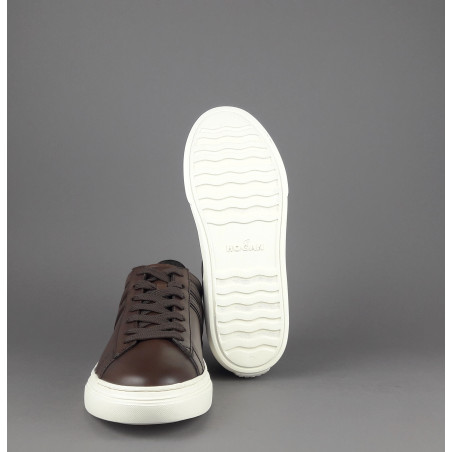 Hogan /// Sneakers H365 Uomo Pelle Marrone Scuro H Canaletto Prezzo 320,00