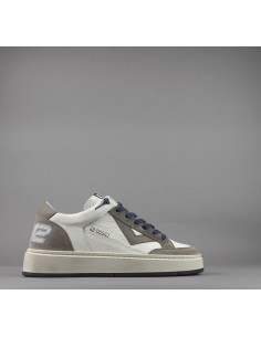 4B12 /// Sneakers Kyle Uomo Pelle Bianco Talpa Scuro Spoiler Talpa Prezzo 209,00