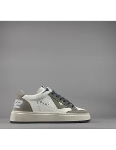 4B12 /// Sneakers Kyle Uomo Pelle Bianco Talpa Scuro Spoiler Talpa Prezzo 209,00