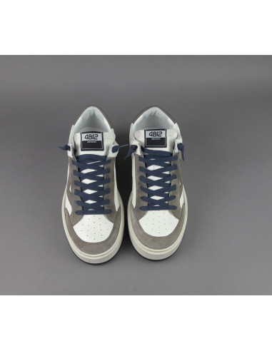 4B12 /// Sneakers Kyle Uomo Pelle Bianco Talpa Scuro Spoiler Talpa Prezzo 209,00