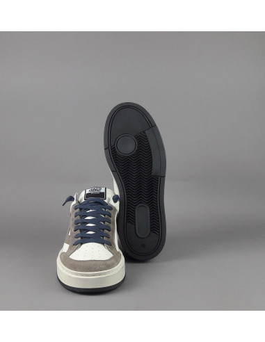 4B12 /// Sneakers Kyle Uomo Pelle Bianco Talpa Scuro Spoiler Talpa Prezzo 209,00