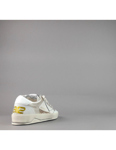 4B12 /// Sneakers Kyle Donna Pelle Bianco Spoiler Pelle Bianco Prezzo 229,00