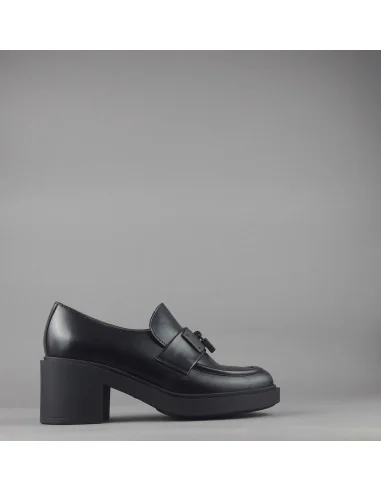 Frau /// Mocassino Donna Con Tacco Pelle Nero Prezzo 179,00