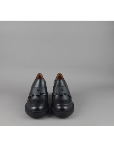 Frau /// Mocassino Donna Con Tacco Pelle Nero Prezzo 179,00