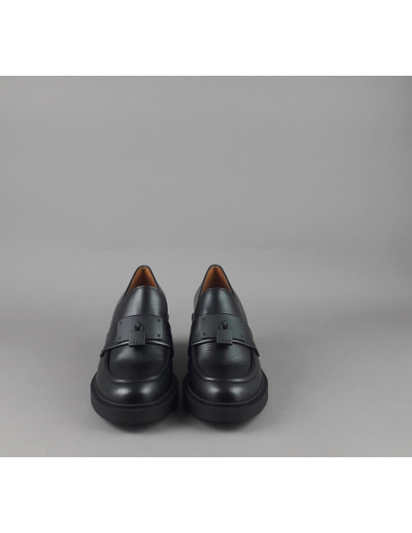 Frau /// Mocassino Donna Con Tacco Pelle Nero Prezzo 179,00