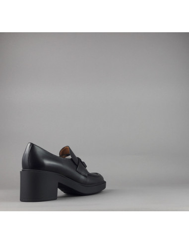Frau /// Mocassino Donna Con Tacco Pelle Nero Prezzo 179,00