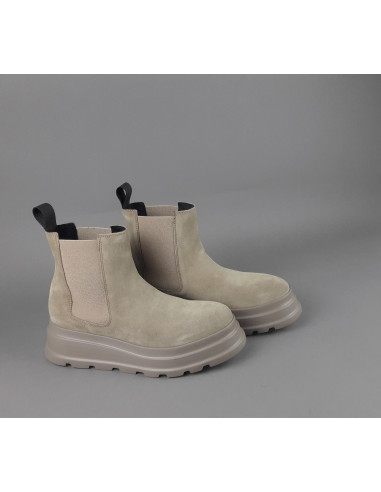 Frau /// Tronchetto Donna Camoscio Beige Opaco Elastici Laterali Prezzo 139,00