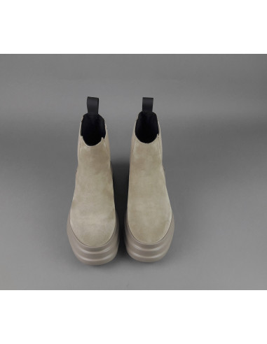 Frau /// Tronchetto Donna Camoscio Beige Opaco Elastici Laterali Prezzo 139,00