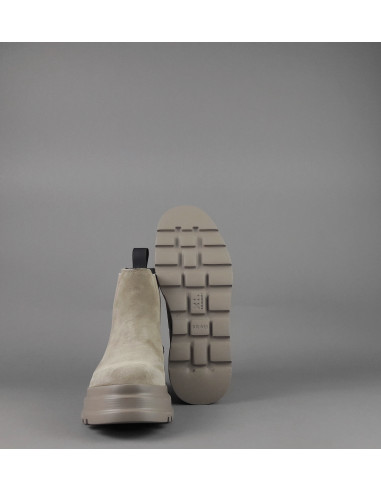 Frau /// Tronchetto Donna Camoscio Beige Opaco Elastici Laterali Prezzo 139,00