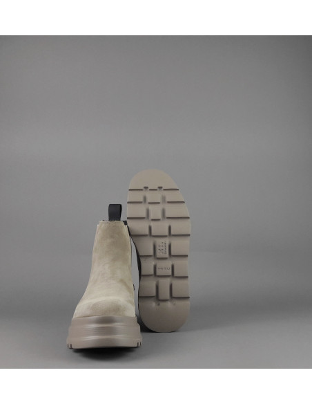 Frau /// Tronchetto Donna Camoscio Beige Opaco Elastici Laterali Prezzo 139,00