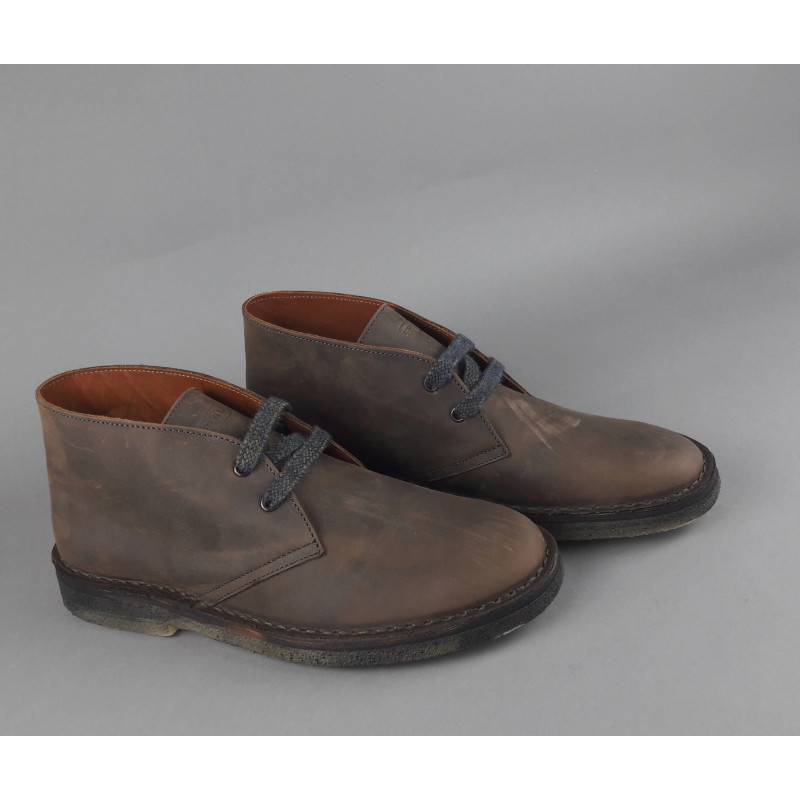 Frau /// Polacchino Uomo Pelle Ingrassata Marrone Scuro Prezzo 120,00