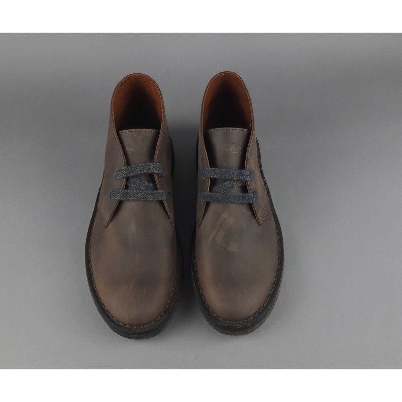 Frau /// Polacchino Uomo Pelle Ingrassata Marrone Scuro Prezzo 120,00